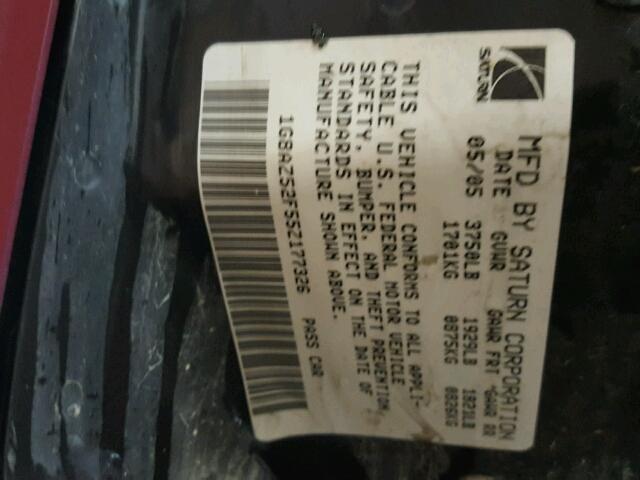 1G8AZ52F55Z177326 - 2005 SATURN ION LEVEL MAROON photo 10