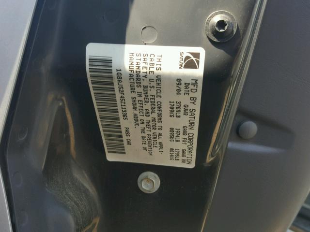 1G8AJ52F45Z113365 - 2005 SATURN ION LEVEL SILVER photo 10