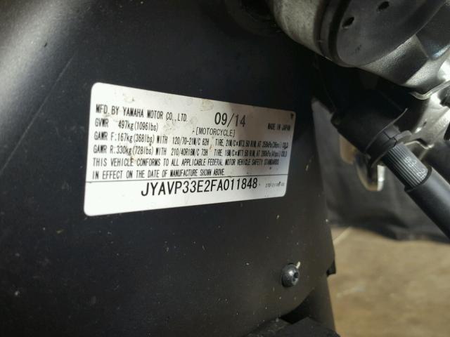 JYAVP33E2FA011848 - 2015 YAMAHA XVS1300 CU RED photo 10