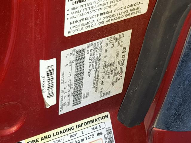 5LMFL275X8LJ02391 - 2008 LINCOLN NAVIGATOR RED photo 10