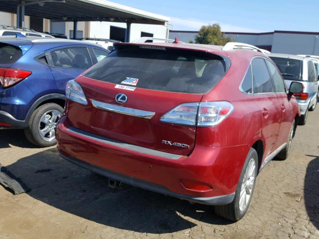 JTJBC1BA1B2417529 - 2011 LEXUS RX 450 RED photo 4