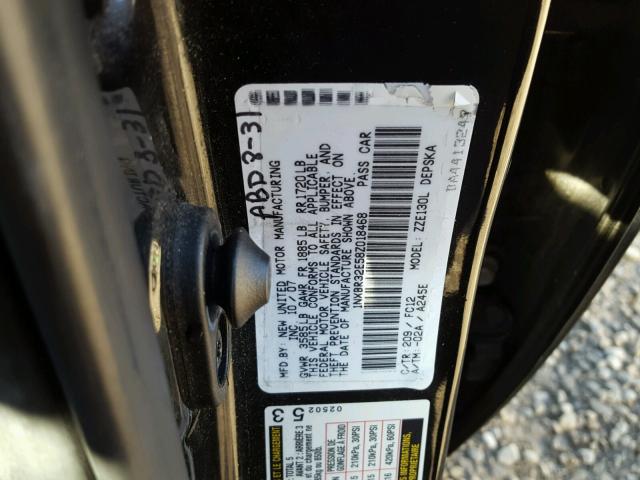 1NXBR32E58Z018468 - 2008 TOYOTA COROLLA BLACK photo 10