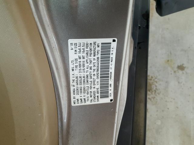 SHSRD78826U402586 - 2006 HONDA CR-V EX ყავისფერი ფოტო 10