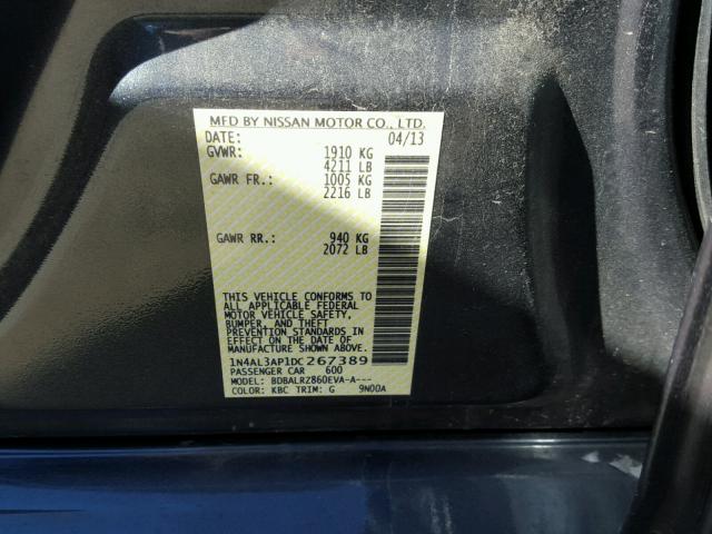 1N4AL3AP1DC267389 - 2013 NISSAN ALTIMA 2.5 GRAY photo 10