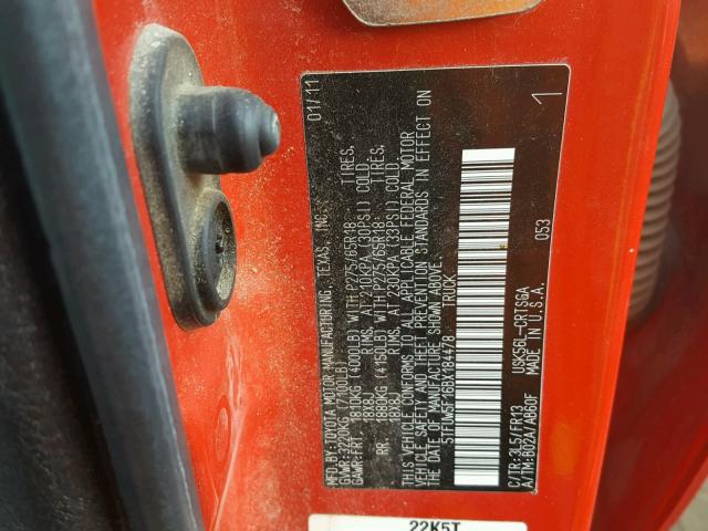 5TFUW5F16BX184478 - 2011 TOYOTA TUNDRA DOU RED photo 10