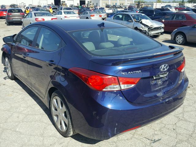 5NPDH4AE9DH267030 - 2013 HYUNDAI ELANTRA GL BLUE photo 3