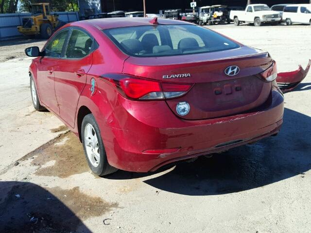 5NPDH4AE7EH461184 - 2014 HYUNDAI ELANTRA SE RED photo 3