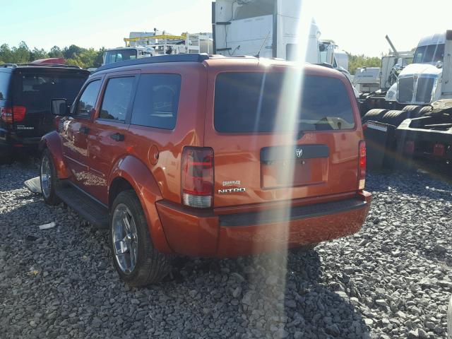 1D8GT28K17W735716 - 2007 DODGE NITRO SXT ORANGE photo 3