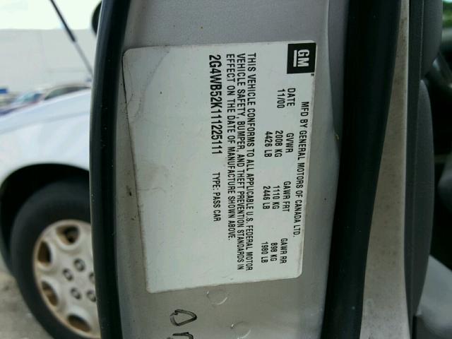 2G4WB52K111225111 - 2001 BUICK REGAL LS 银色 照片 10