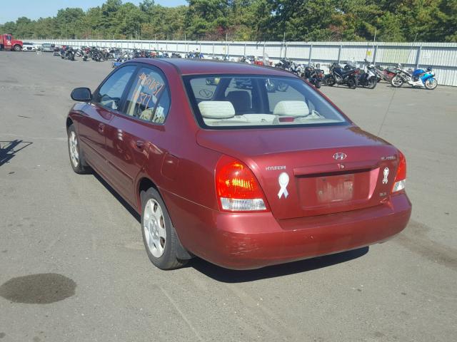 KMHDN45DX2U370319 - 2002 HYUNDAI ELANTRA GL RED photo 3