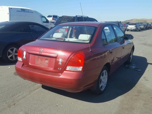 KMHDN45DX2U370319 - 2002 HYUNDAI ELANTRA GL RED photo 4