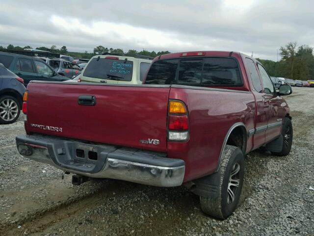 5TBRT34142S307618 - 2002 TOYOTA TUNDRA ACC RED photo 4