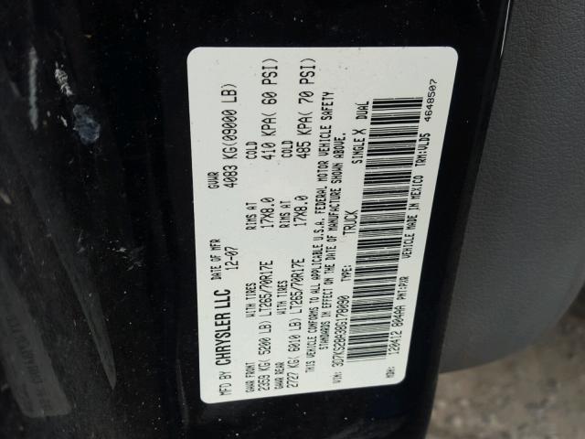 3D7KS28A38G178090 - 2008 DODGE RAM 2500 S BLACK photo 10