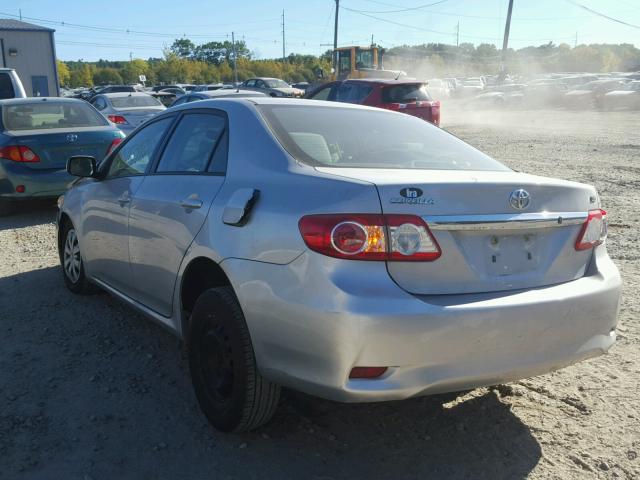 2T1BU4EE9BC557166 - 2011 TOYOTA COROLLA SILVER photo 3