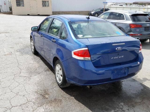 1FAHP34N78W109964 - 2008 FORD FOCUS S/SE BLUE photo 3