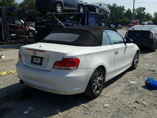 WBAUN13539VH81628 - 2009 BMW 128 I WHITE photo 4