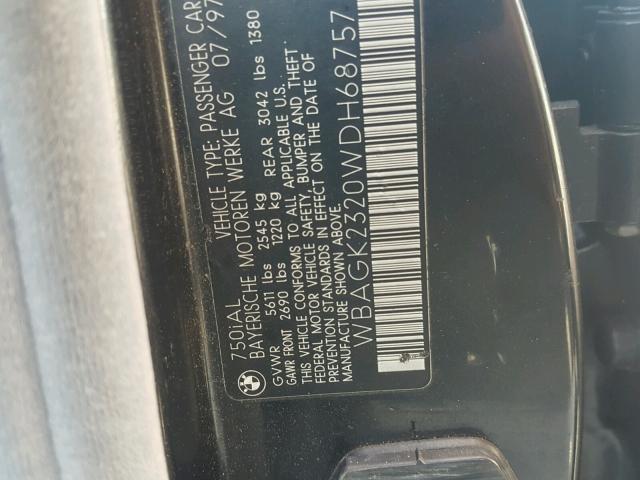 WBAGK2320WDH68757 - 1998 BMW 750 IL BLACK photo 10