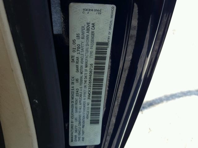 3VWCK31C65M408716 - 2005 VOLKSWAGEN NEW BEETLE 蓝色 照片 10