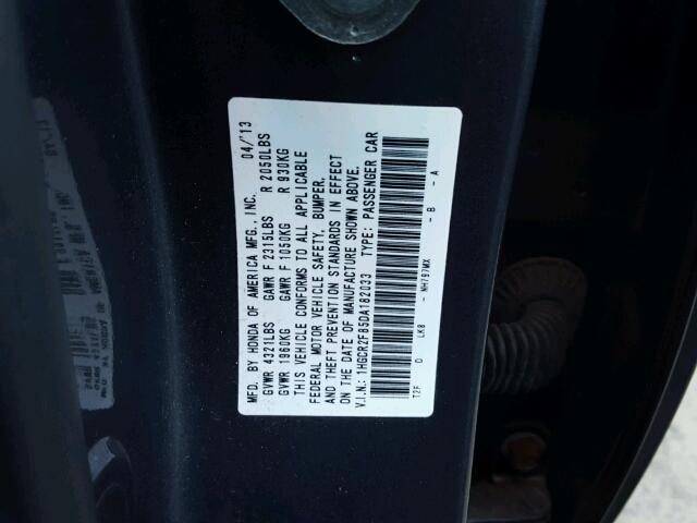 1HGCR2F85DA182033 - 2013 HONDA ACCORD EXL GRAY photo 10