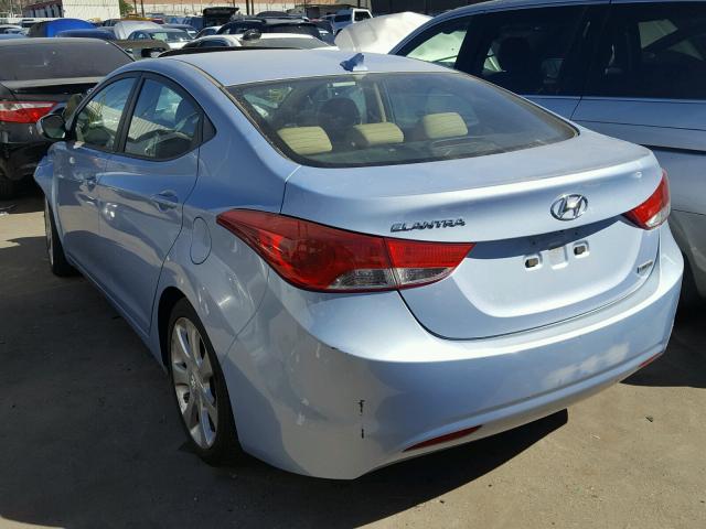 KMHDH4AE4CU483089 - 2012 HYUNDAI ELANTRA BLUE photo 3