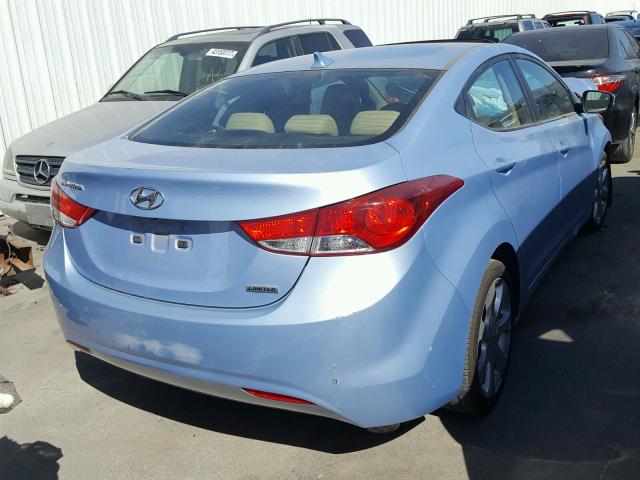 KMHDH4AE4CU483089 - 2012 HYUNDAI ELANTRA BLUE photo 4