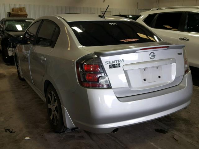 3N1AB6AP9CL625679 - 2012 NISSAN SENTRA 2.0 SILVER photo 3