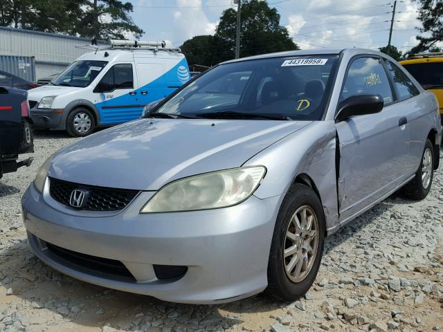 1HGEM22705L012303 - 2005 HONDA CIVIC HX SILVER photo 2