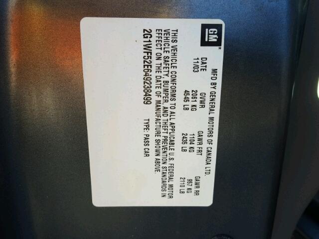 2G1WF52E649238499 - 2004 CHEVROLET IMPALA 灰色 照片 10