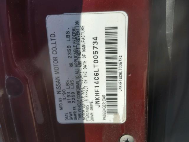 JNKHF14C6LT005734 - 1990 INFINITI M30 RED photo 10