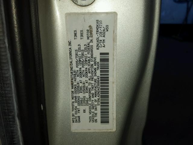 5TENL42N24Z388643 - 2004 TOYOTA TACOMA SILVER photo 10