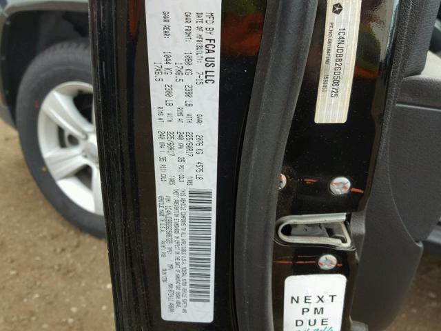 1C4NJDBB2GD508725 - 2016 JEEP COMPASS SP BLACK photo 10