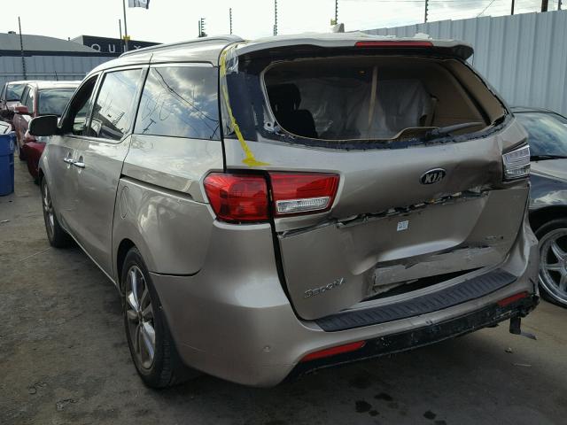 KNDME5C19F6046663 - 2015 KIA SEDONA SXL GOLD photo 3