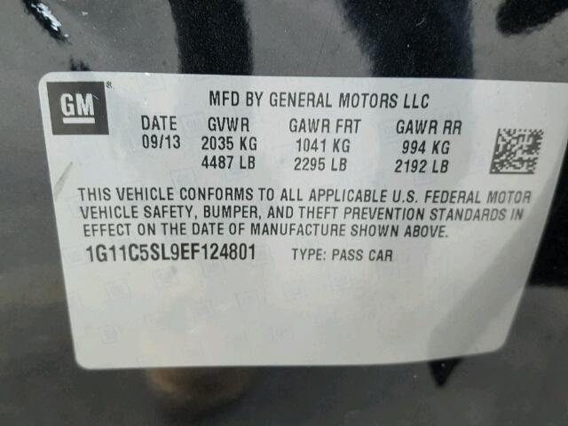 1G11C5SL9EF124801 - 2014 CHEVROLET MALIBU 1LT 黑色 照片 10