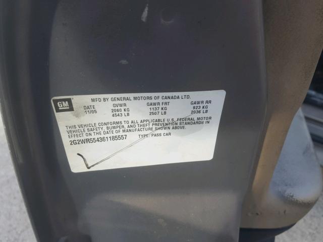 2G2WR554361185557 - 2006 PONTIAC GRAND PRIX GOLD photo 10