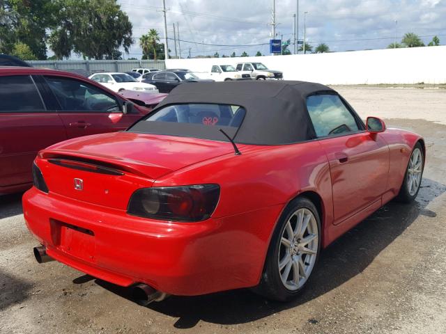 JHMAP11431T007868 - 2001 HONDA S2000 RED photo 4