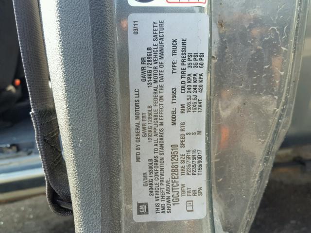 1GCJTCFE2B8129510 - 2011 CHEVROLET COLORADO L GRAY photo 10