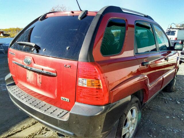 KNDJE723X77405063 - 2007 KIA SPORTAGE RED photo 4