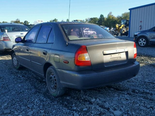 KMHCG45C22U374670 - 2002 HYUNDAI ACCENT GL GRAY photo 3