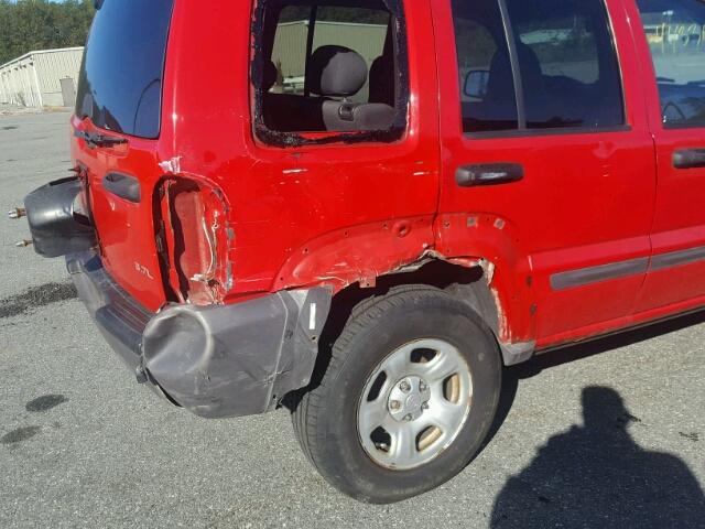 1J4GL48K04W132787 - 2004 JEEP LIBERTY SP RED photo 9