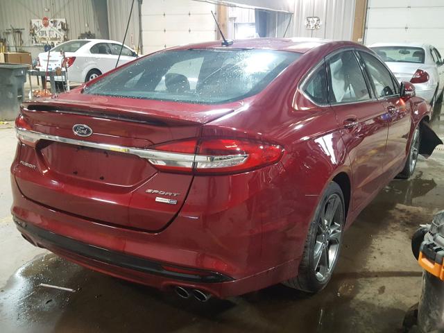 3FA6P0VP0HR245345 - 2017 FORD FUSION SPO RED photo 4