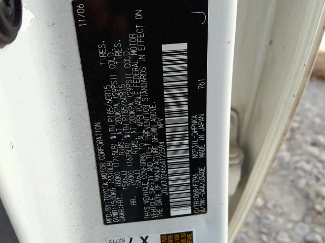 JTLKT324664122594 - 2006 TOYOTA SCION XB Blanco foto 10