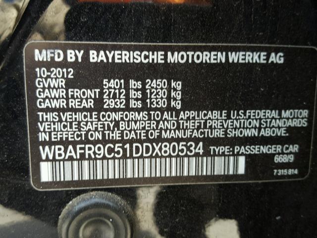 WBAFR9C51DDX80534 - 2013 BMW 550 I BLACK photo 10