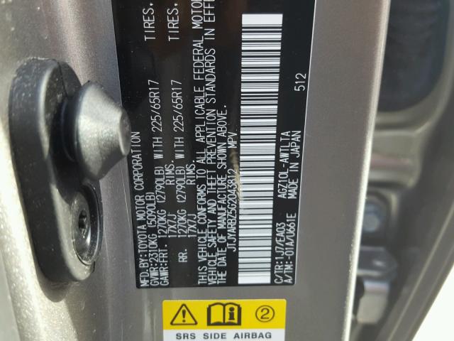 JTJYARBZ5G2043812 - 2016 LEXUS NX 200T GRAY photo 10