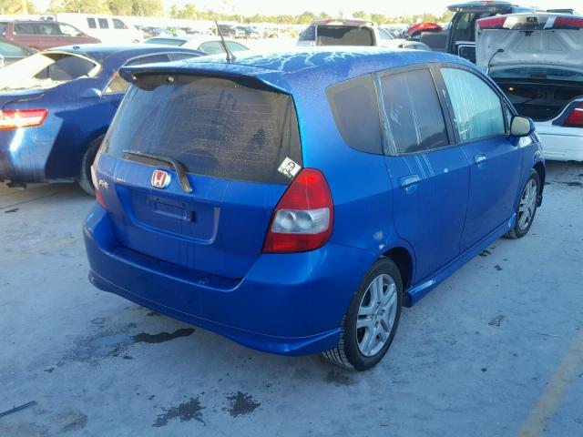 JHMGD37687S053783 - 2007 HONDA FIT S BLUE photo 4