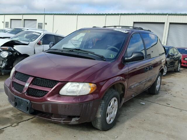 1B4GP253X1B206275 - 2001 DODGE CARAVAN SE BURGUNDY photo 2