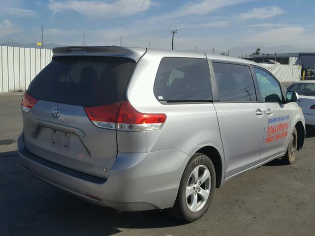 5TDKA3DC7CS014667 - 2012 TOYOTA SIENNA BAS SILVER photo 4