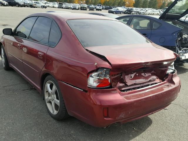 4S3BL616496225098 - 2009 SUBARU LEGACY 2.5 RED photo 3