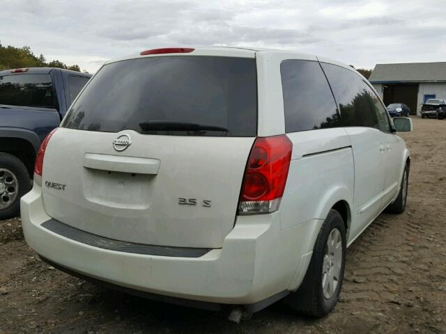 5N1BV28U34N345122 - 2004 NISSAN QUEST S WHITE photo 4