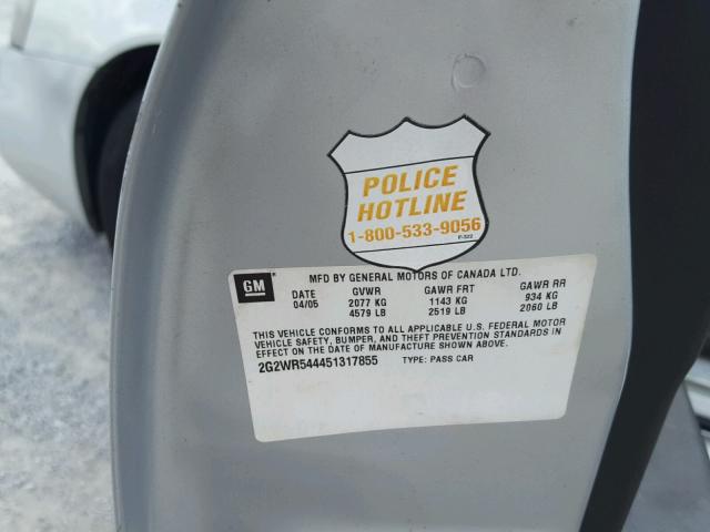 2G2WR544451317855 - 2005 PONTIAC GRAND PRIX Сріблястий фото 10