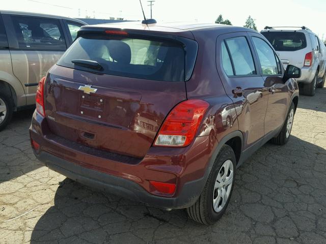 3GNCJKSB9HL188432 - 2017 CHEVROLET TRAX LS RED photo 4